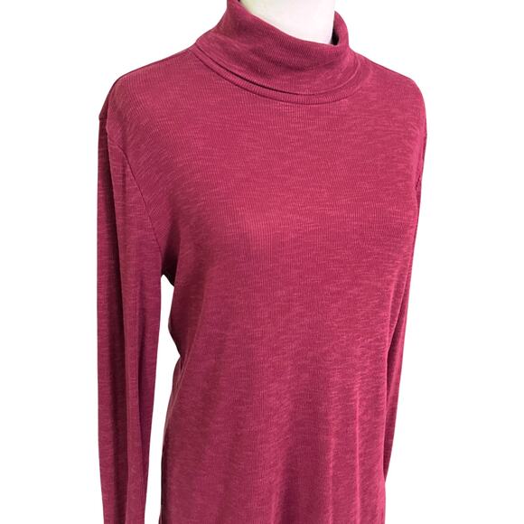 GAP Ribbed Turtleneck Long Sleeve Top Red Maroon Women's M Tall Stretch - Picture 4 of 7